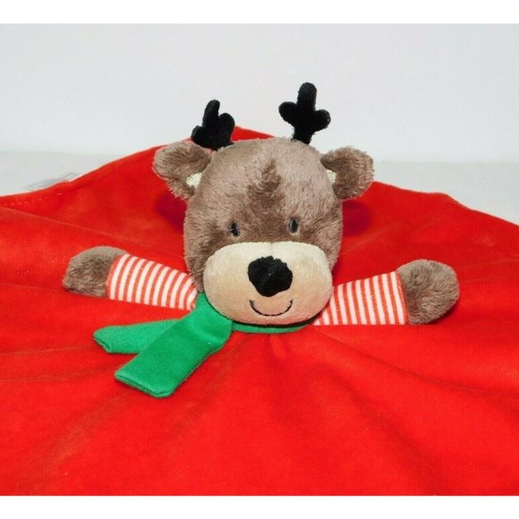 2013 Carters Red Reindeer Rattle Security Blanket Lovey Nunu Christmas - Picture 2 of 5